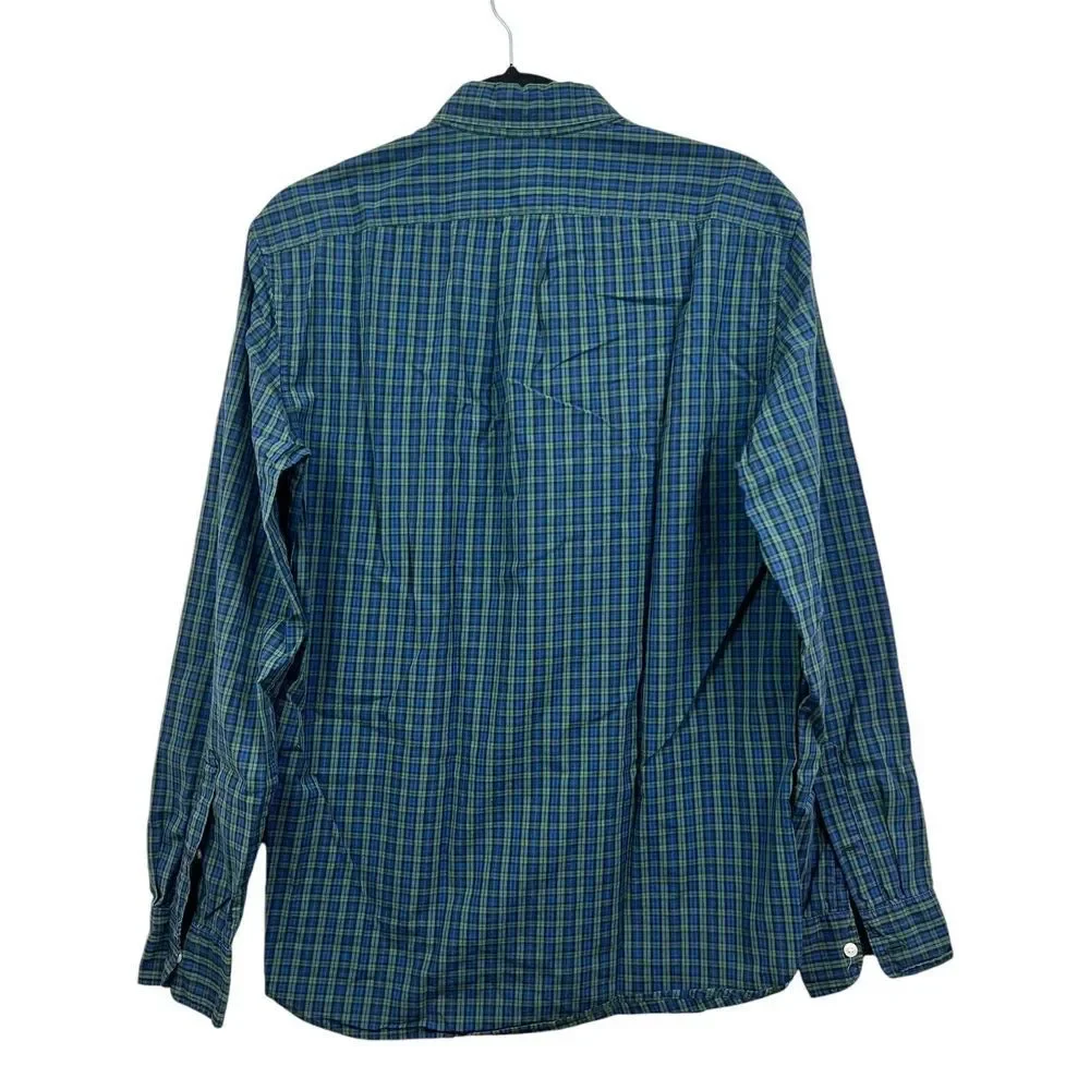 J. Crew Men Plaid Shirt Slim Button Down Long Sleeve Pen Pocket Green Blue Sz M*